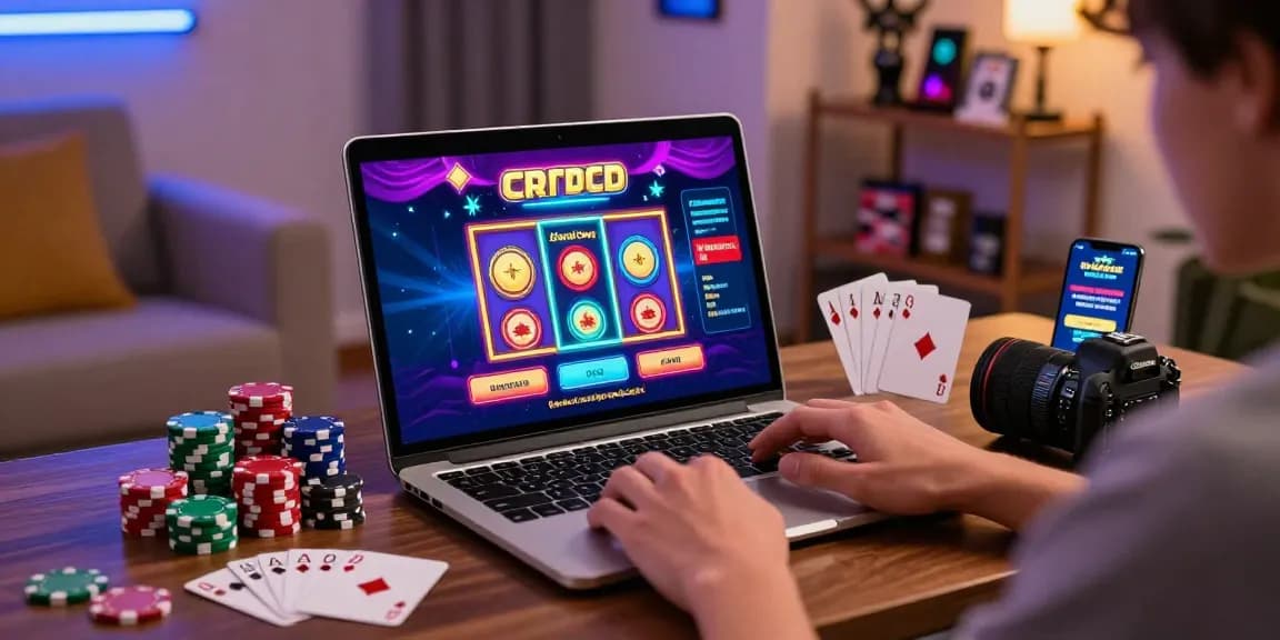 Player enjoying a thrilling experience at a credit card casino online, surrounded by gaming elements.