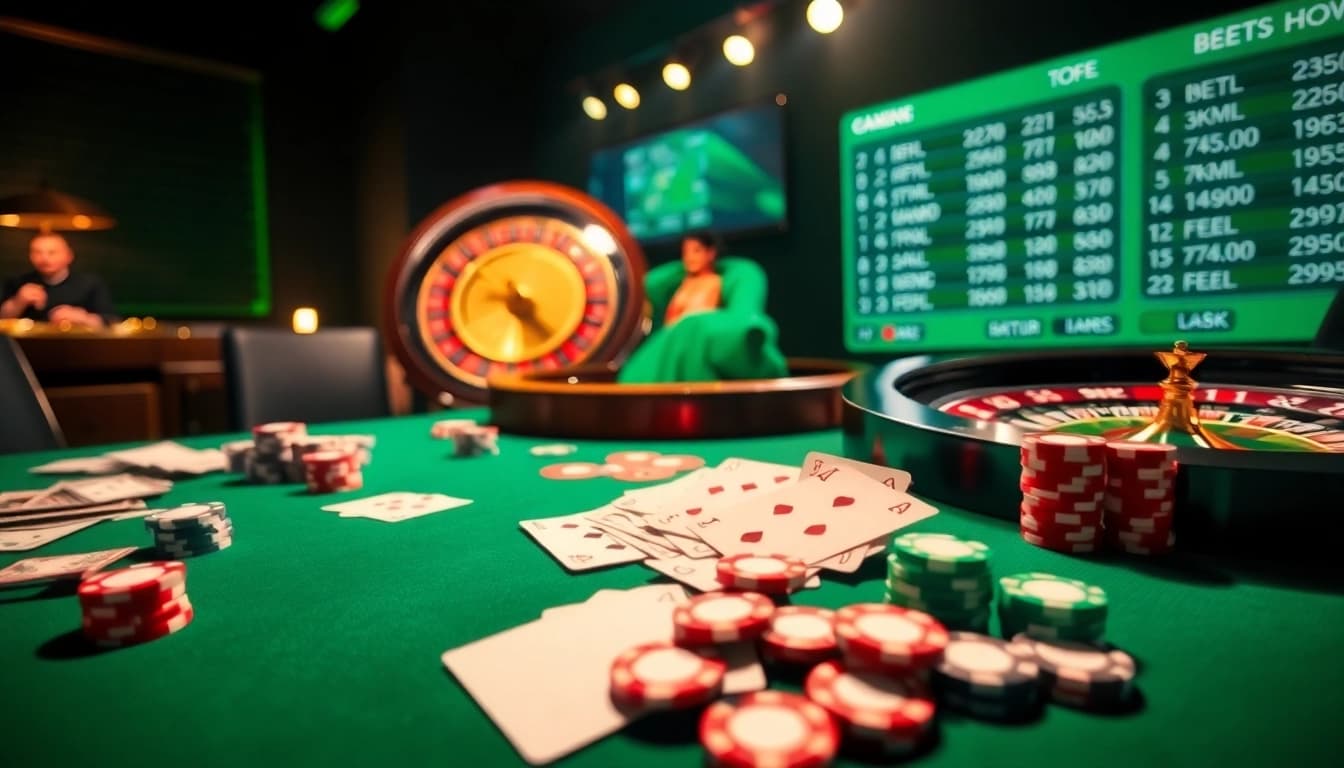 Engaging in สมัครแทงบอล at a luxurious online casino with betting slips and poker chips.