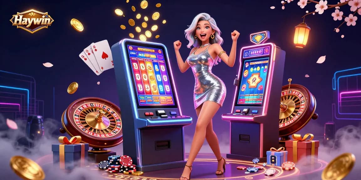 Win big at Haywin with vibrant casino scenes featuring slot machines and exciting game elements.