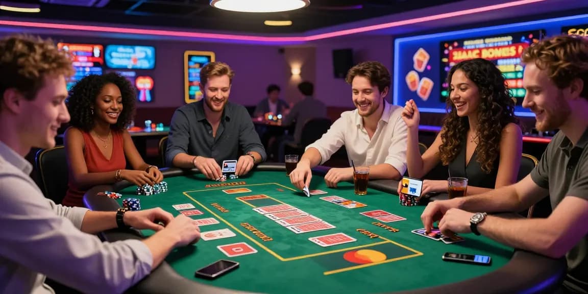 Exciting casino atmosphere featuring players engaging with Mastercard and Visa at https://dea.org.uk, celebrating wins amid vibrant surroundings.