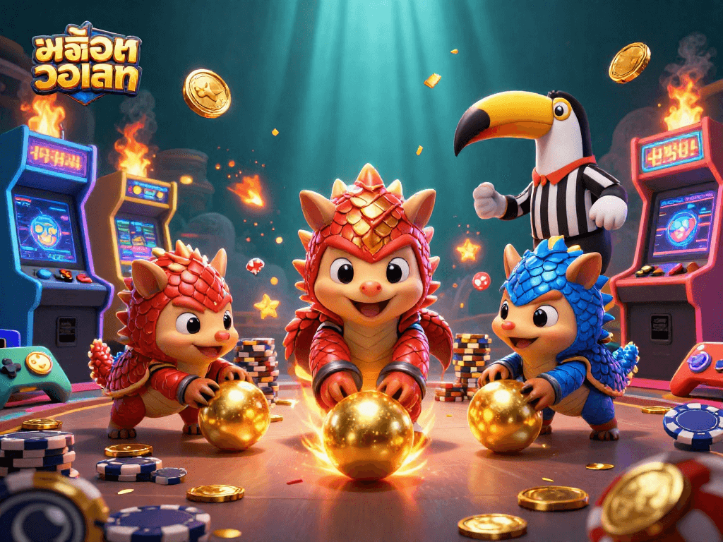 Spin through the golden casino world with สล็อตวอเลท, where rival pangolins roll for jackpots!