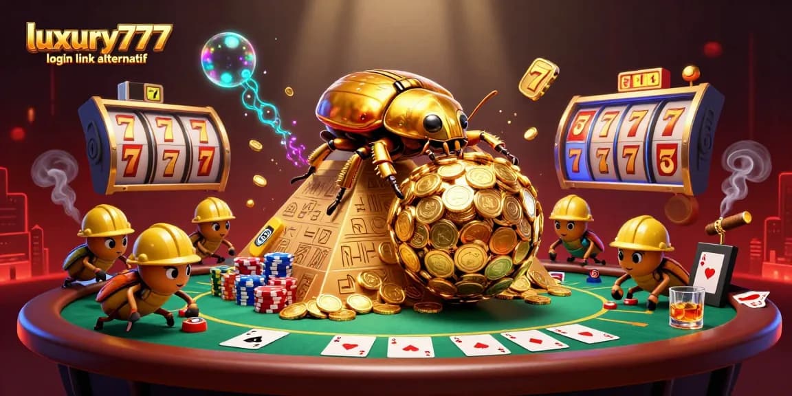 Login cepat ke luxury777 login link alternatif dengan simbol kasino dan koin emas berkilau.