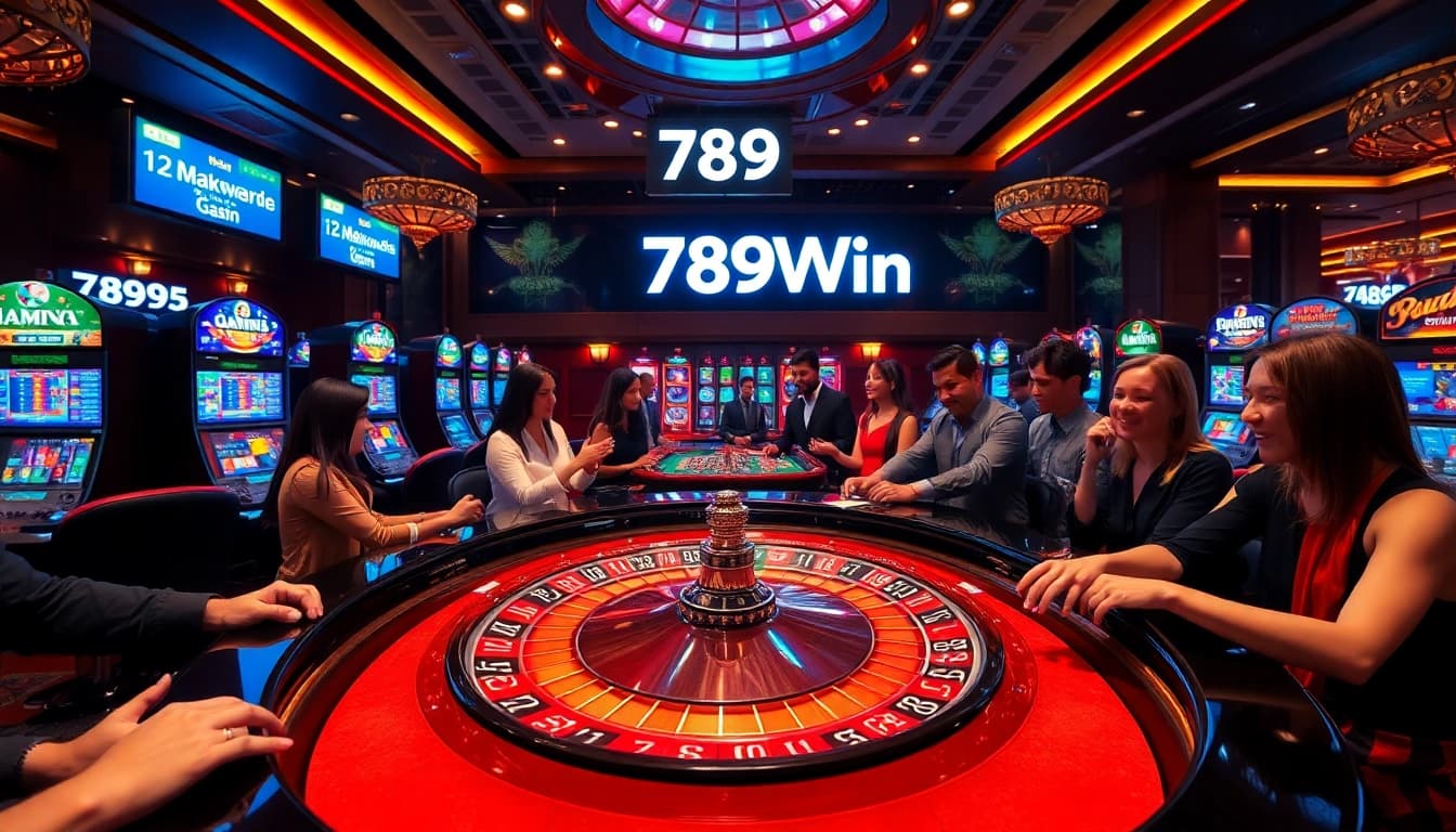 Excitement at a roulette table at 789Win casino, showcasing vibrant gambling action.