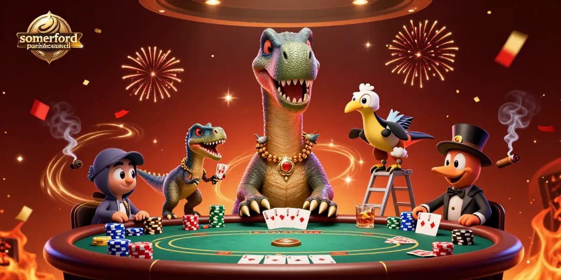 Experience dynamic gambling excitement with somerfordparishcouncil's vibrant casino scene illustration.