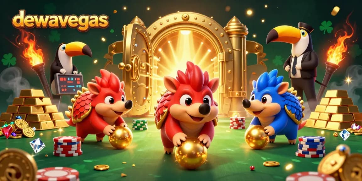 Experience thrilling baccarat action at DEWAVEGAS with rival pangolins and gold treasures.
