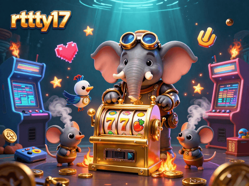 Engage with rttty17's vibrant steampunk casino adventure featuring animated slots and lively gaming elements.