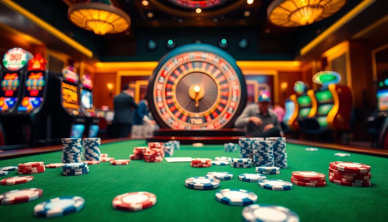 Experience the excitement of TK88 gaming with vibrant casino tables and intensity.