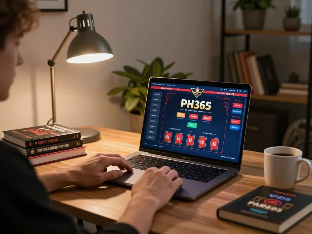 Placing bets on PH365 online casino from a cozy gaming setup at home