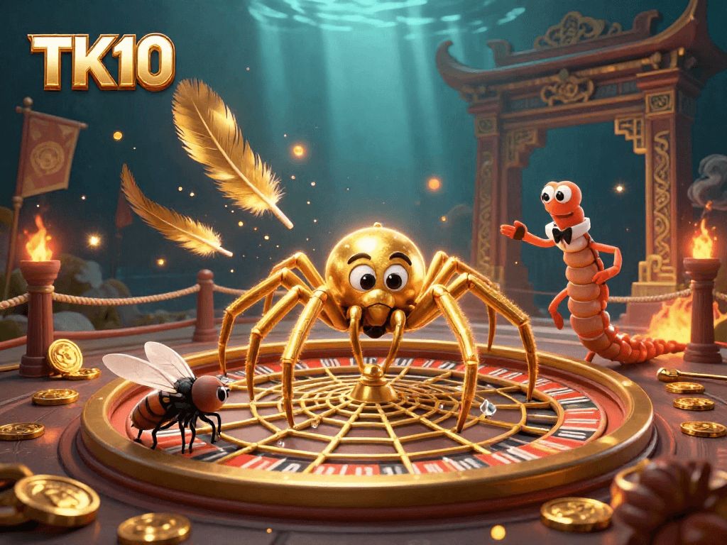 Engage with TK10's thrilling betting adventures alongside cartoon characters in a vibrant casino.