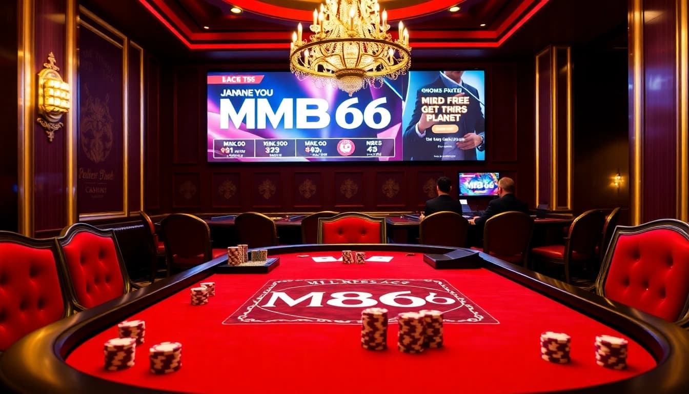 Players enjoying a lively blackjack game at MB66 casino with elegant decor.