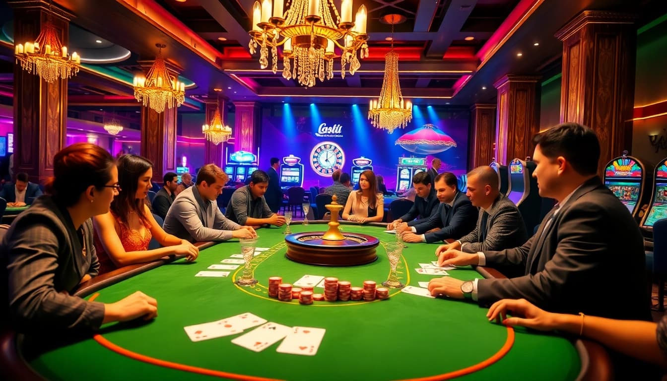 Experience the excitement of ku bet at a vibrant casino table showcasing a thrilling poker game.