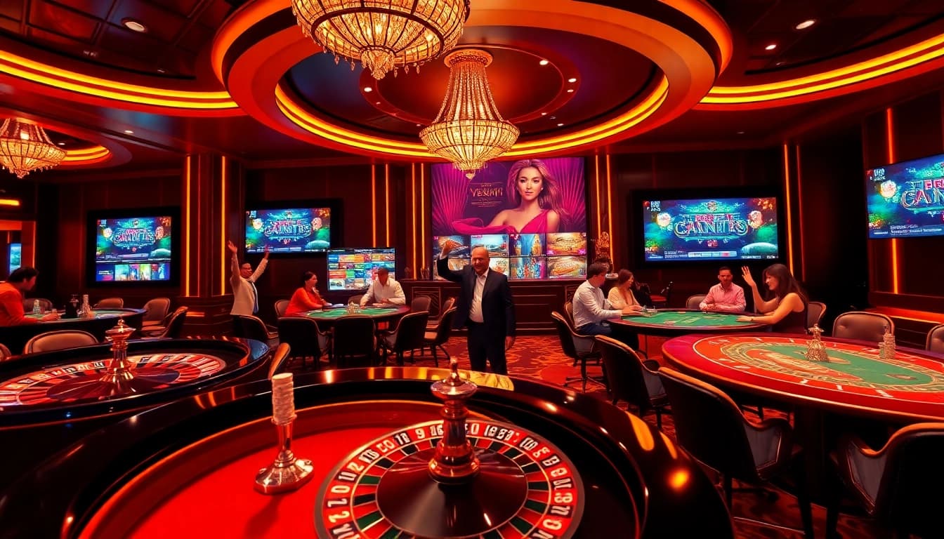 A lively casino scene featuring players enjoying games at 789win.gg, showcasing excitement and winning moments.