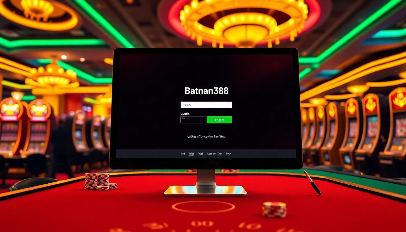 Experience seamless access to batman138 login in a vibrant casino scene filled with excitement.