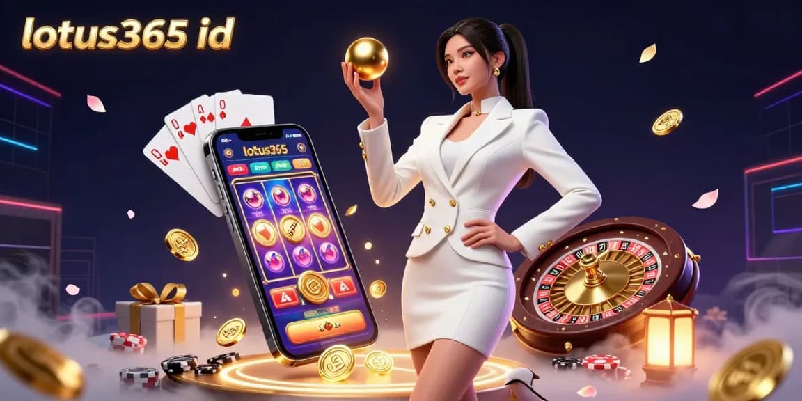 Engage in thrilling bets at lotus365 id with vibrant casino elements surrounding a confident player.
