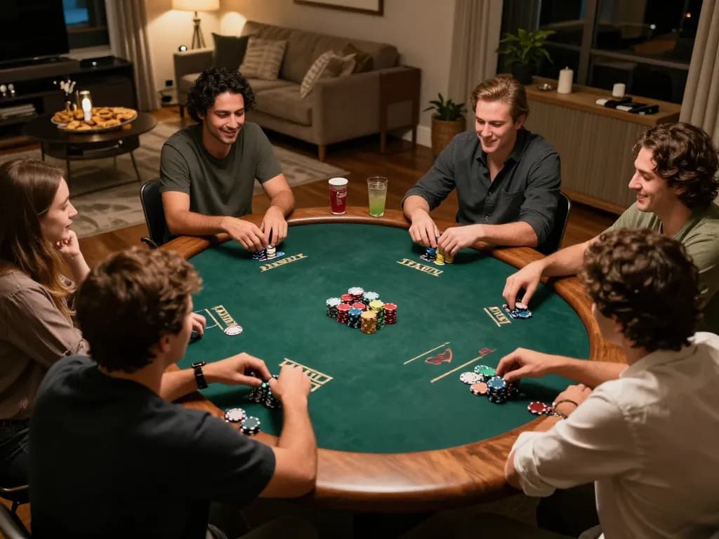 People enjoying a lively poker game at home, enhancing gameplay experience with lsa strategies