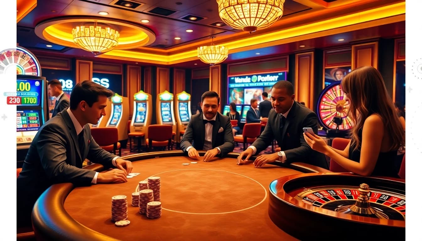 S8 VIP experience at a luxurious poker table with stacked chips and excitement.