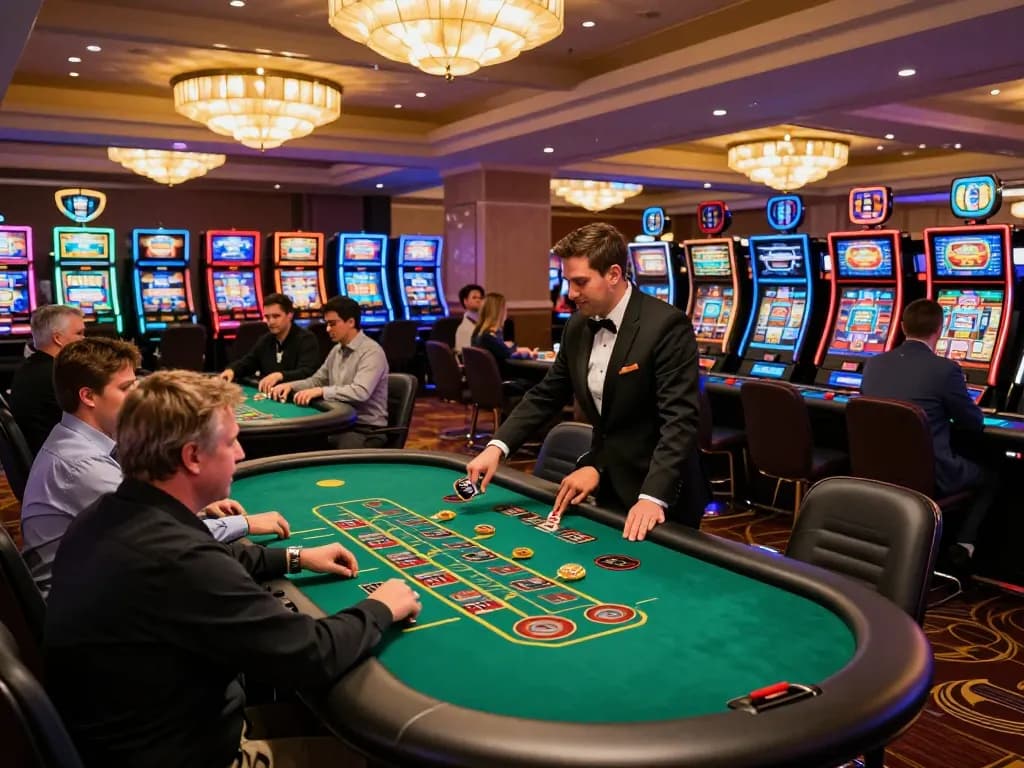 King33 players engaged in intense blackjack during a lively casino night, showcasing the excitement.