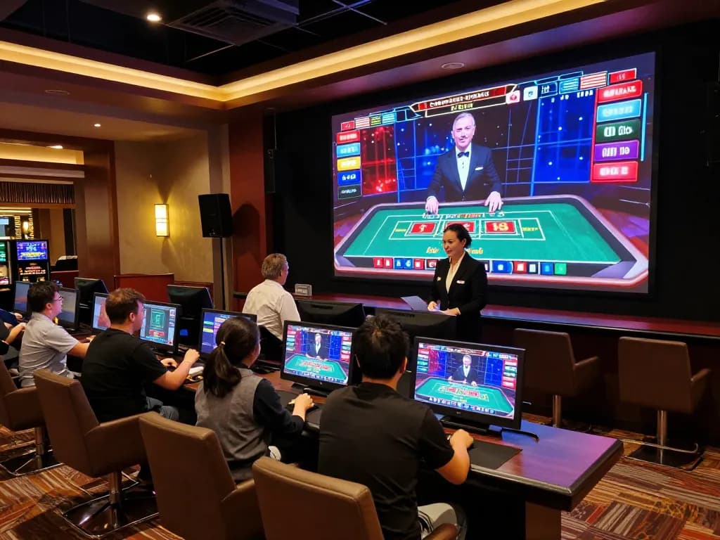 Engaged players experiencing Canadian online casinos through a live dealer game interface with professional interactions.