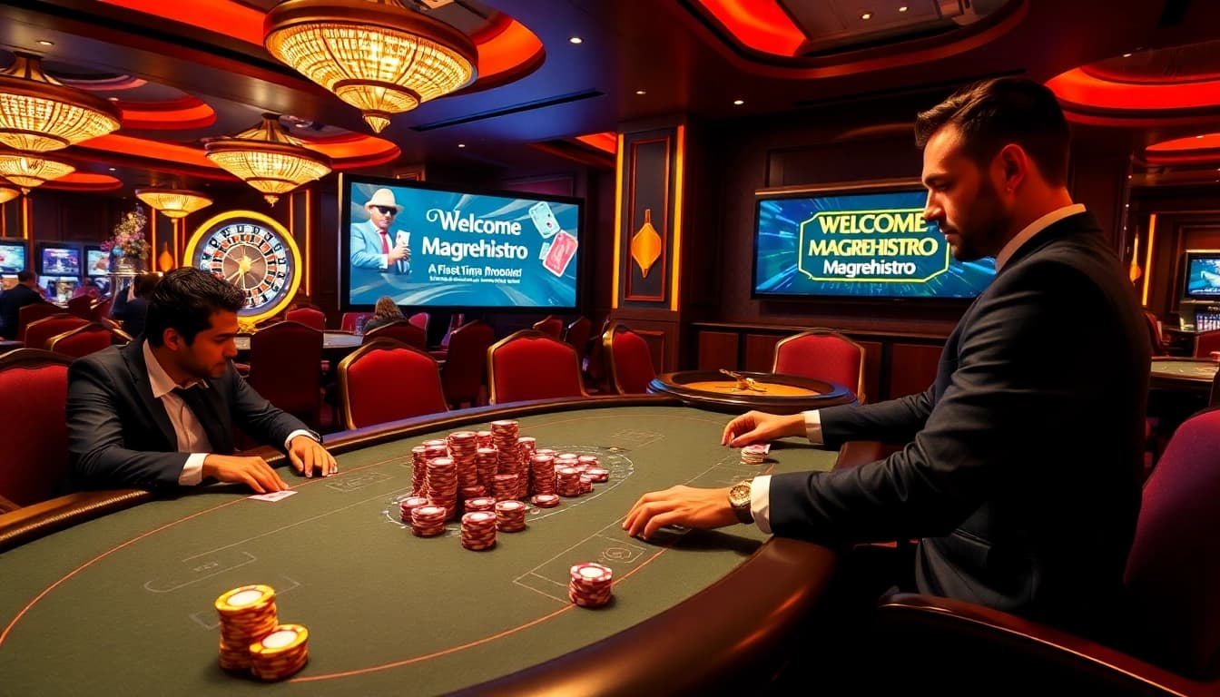 Enhance your gambling experience with Magrehistro at our vibrant casino poker table.