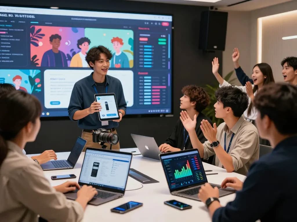 Audience engaged in RUSUNTOGEL's live commerce experience showcasing AI technology in action.
