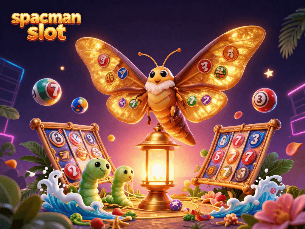 Experience the thrill of spaceman slot with vibrant, dynamic casino elements in a rich 3D scene.