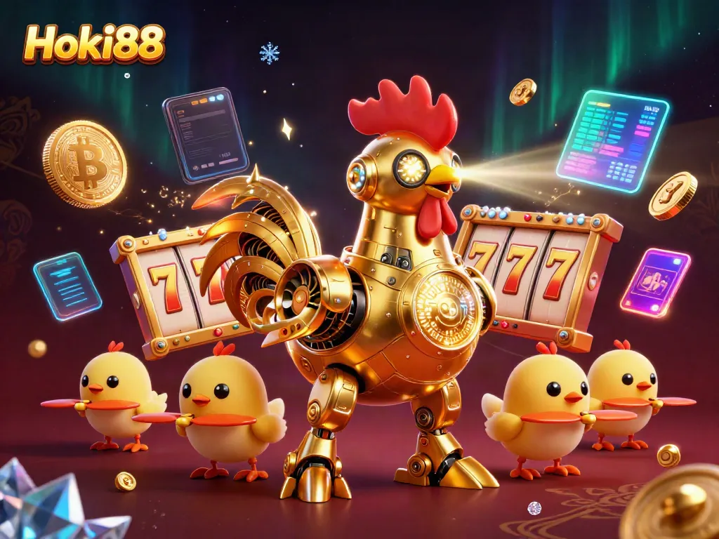 Hoki88 menyajikan keseruan bermain slots dengan tampilan menawan dan karakter robot ayam kartun