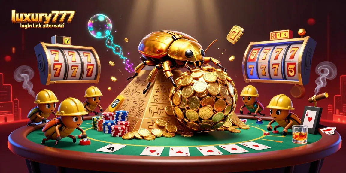 Login cepat ke luxury777 login link alternatif dengan simbol kasino dan koin emas berkilau.