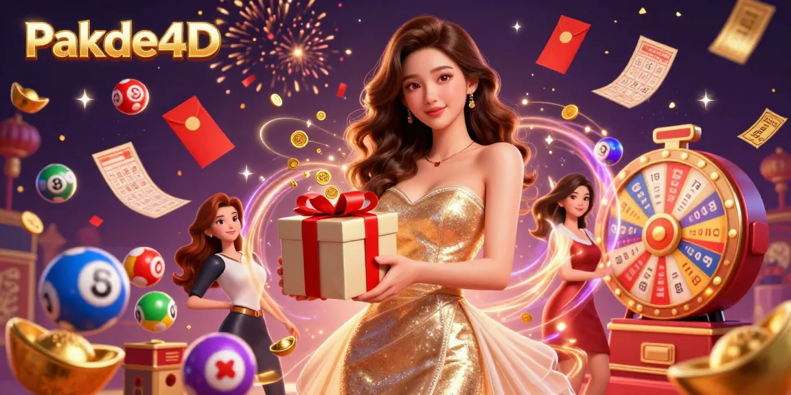 Pakde4D players winning with vibrant lottery balls and festive casino elements in a captivating illustration.