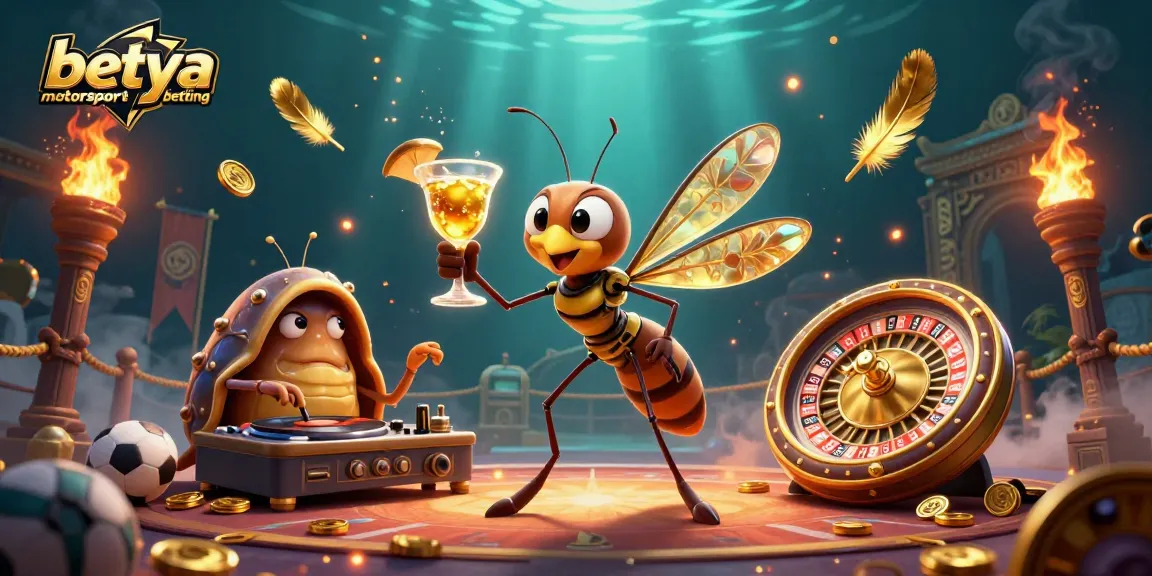 Engage in betya motorsport betting with vibrant cartoon characters in a dynamic casino scene.