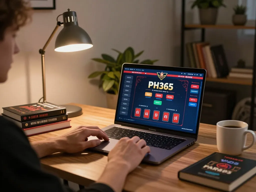 Placing bets on PH365 online casino from a cozy gaming setup at home
