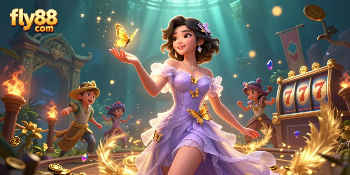 Experience immersive gaming at fly88 com, featuring vibrant scenes with Asian elegance and exciting slot action.