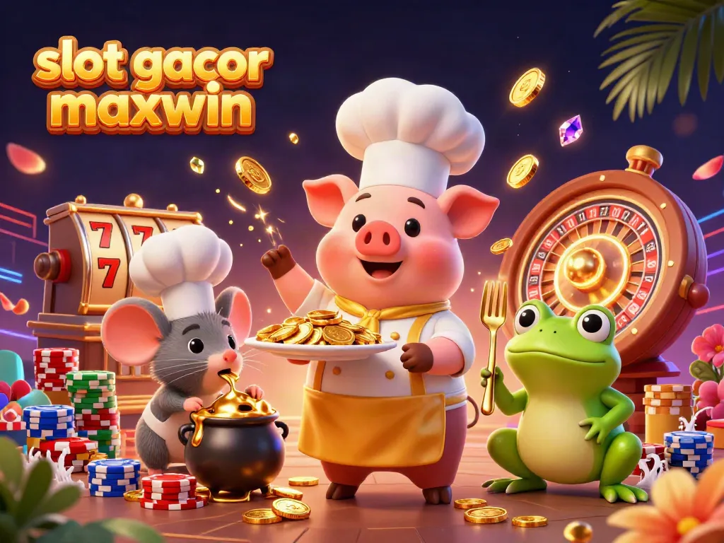 Menghentakkan slot gacor maxwin dengan chef pig dan kritik makanan di kasino 3D.