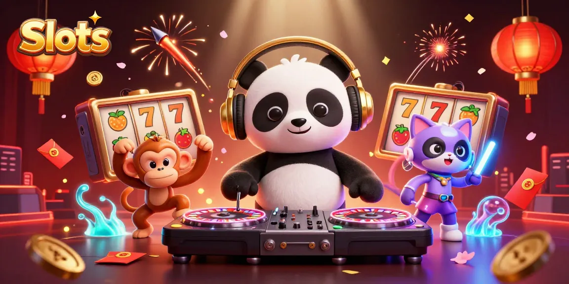 Spin on thrilling slots with vibrant characters and gambling energy, featuring a DJ panda.