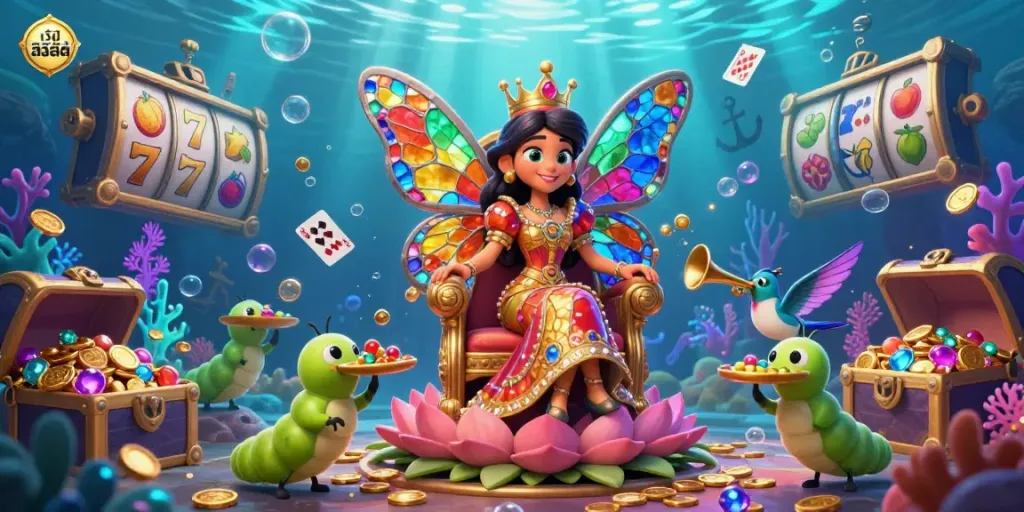 ภาพกราฟิก 3D แสดงสล็อตแมชชีน สล็อต เว็บตรง เว้ปสล้อต พร้อมบรรยากาศที่สดใสและน่าตื่นเต้น