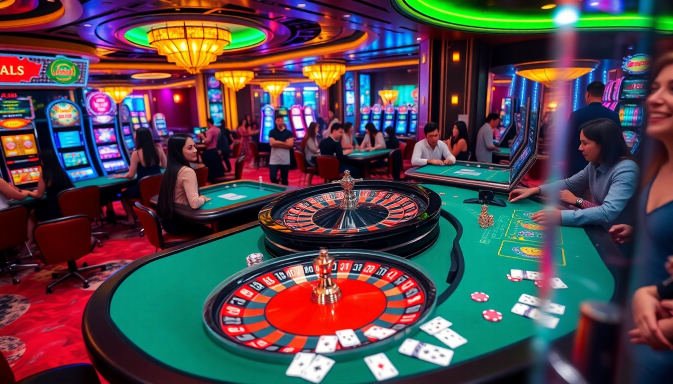 Exciting scene of luxury casino elements highlighting OK8386 with roulette and poker chips in action.