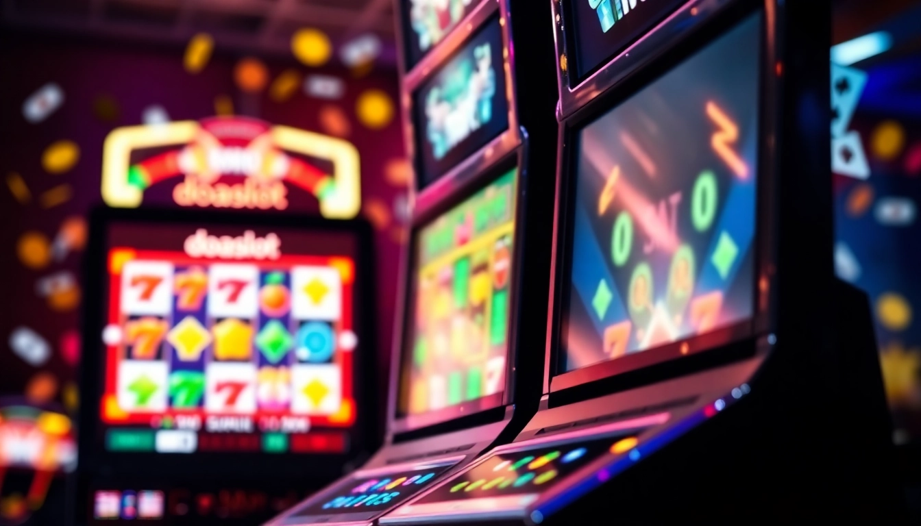 Exciting gameplay on doaslot slot machine with glowing interface and casino elements.