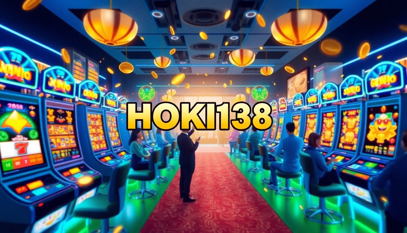 Exciting HOKI138 online slot gaming scene with vibrant colors and dynamic elements.