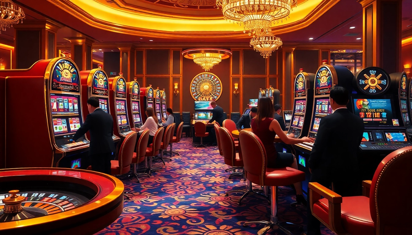 Engaging scene showcasing players enjoying 슬롯사이트 with thrilling slot machines.