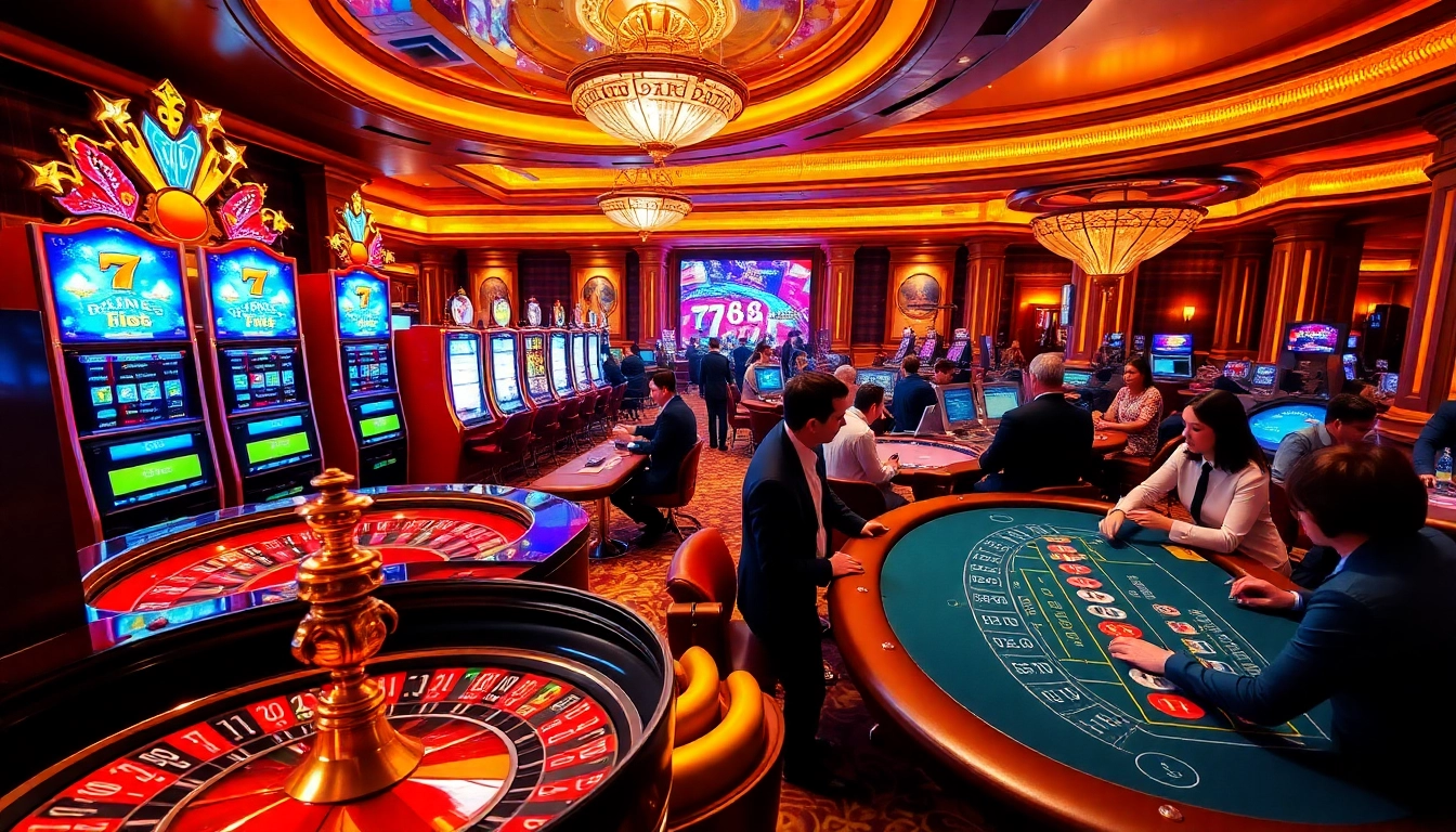Experience the excitement of online gambling at https://789win.associates/ with vibrant casino gaming visuals featuring slot machines and tables.