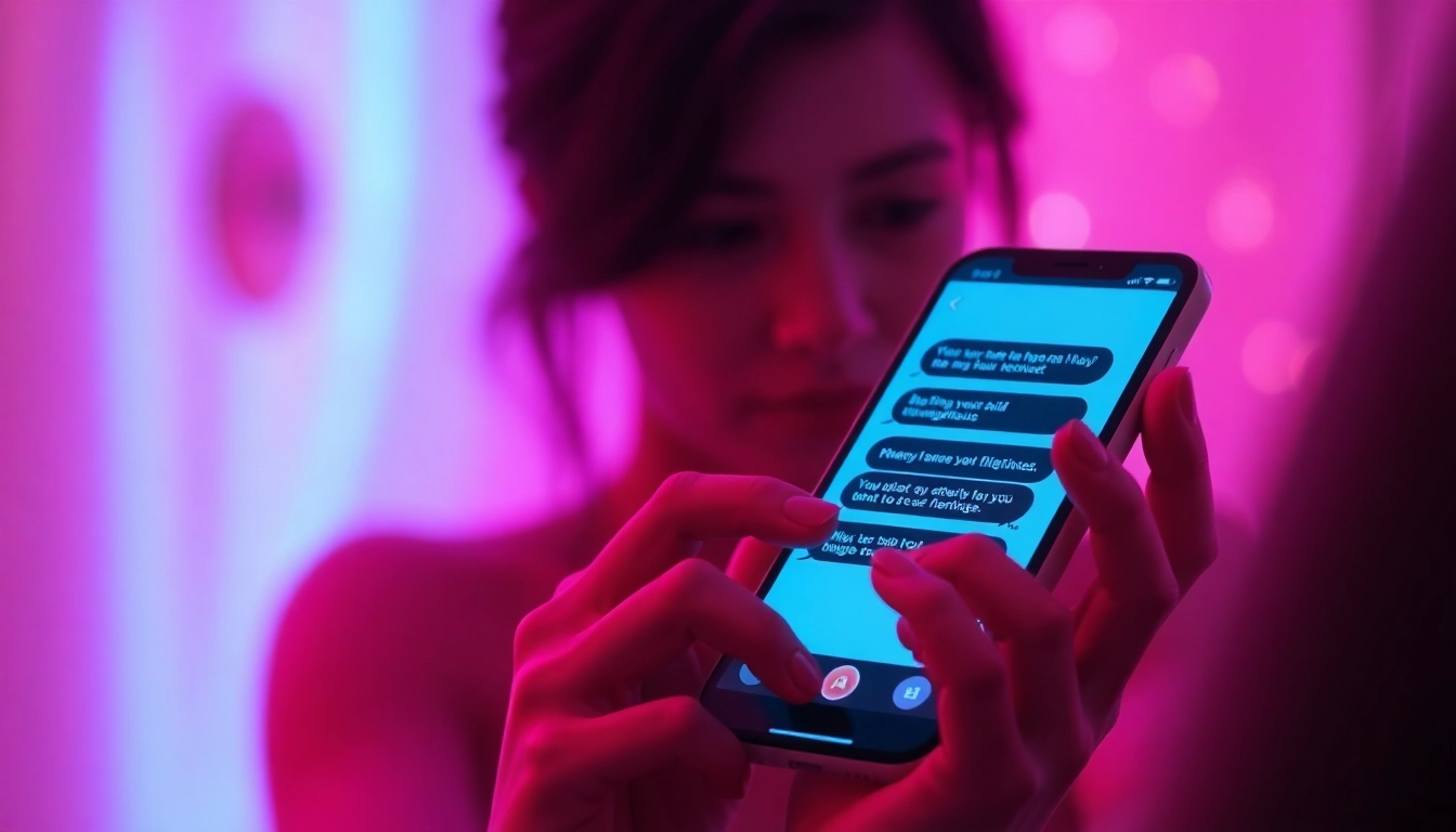 Sexting AI interaction showcased on a modern smartphone screen in an intimate setting.