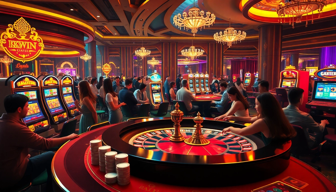 Compelling KKWIN casino scene featuring vibrant games and excited players.