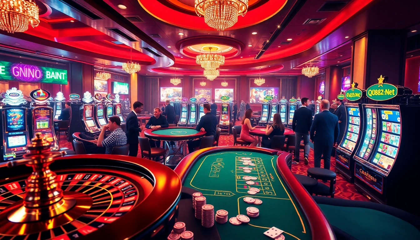 Experience the excitement of QQ88z Net with dynamic casino elements and gaming action.