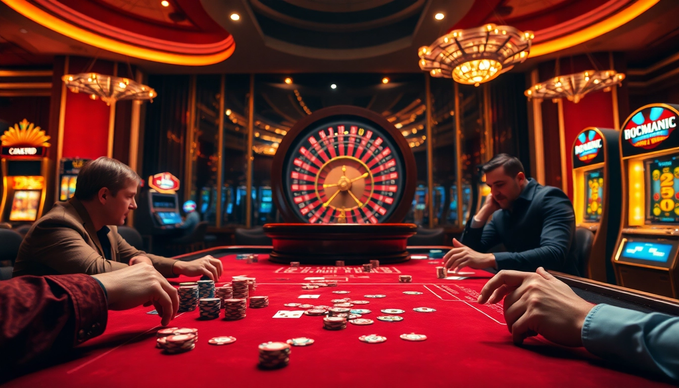 Engage in thrilling gameplay at 32 win casino with vibrant tables filled with poker chips and cards.