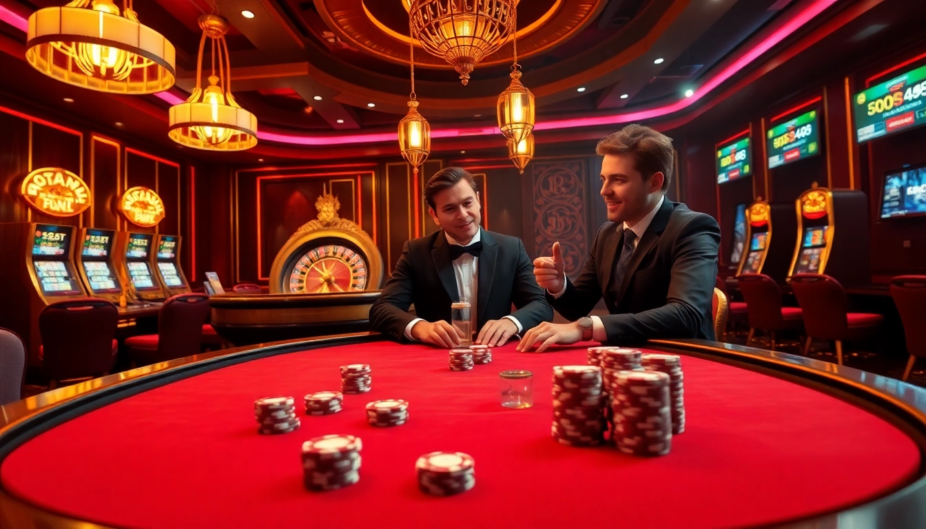 Experience the thrills of gambling with the hidden wiki 2026 in an upscale casino setting featuring poker and roulette.