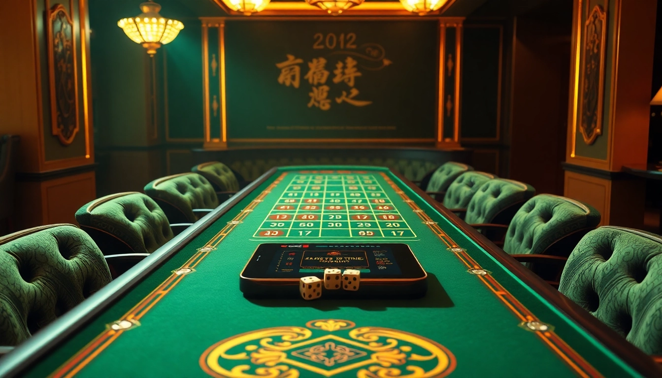 Experience the thrill of tài xỉu online with a luxurious casino setup showcasing betting options and chips.