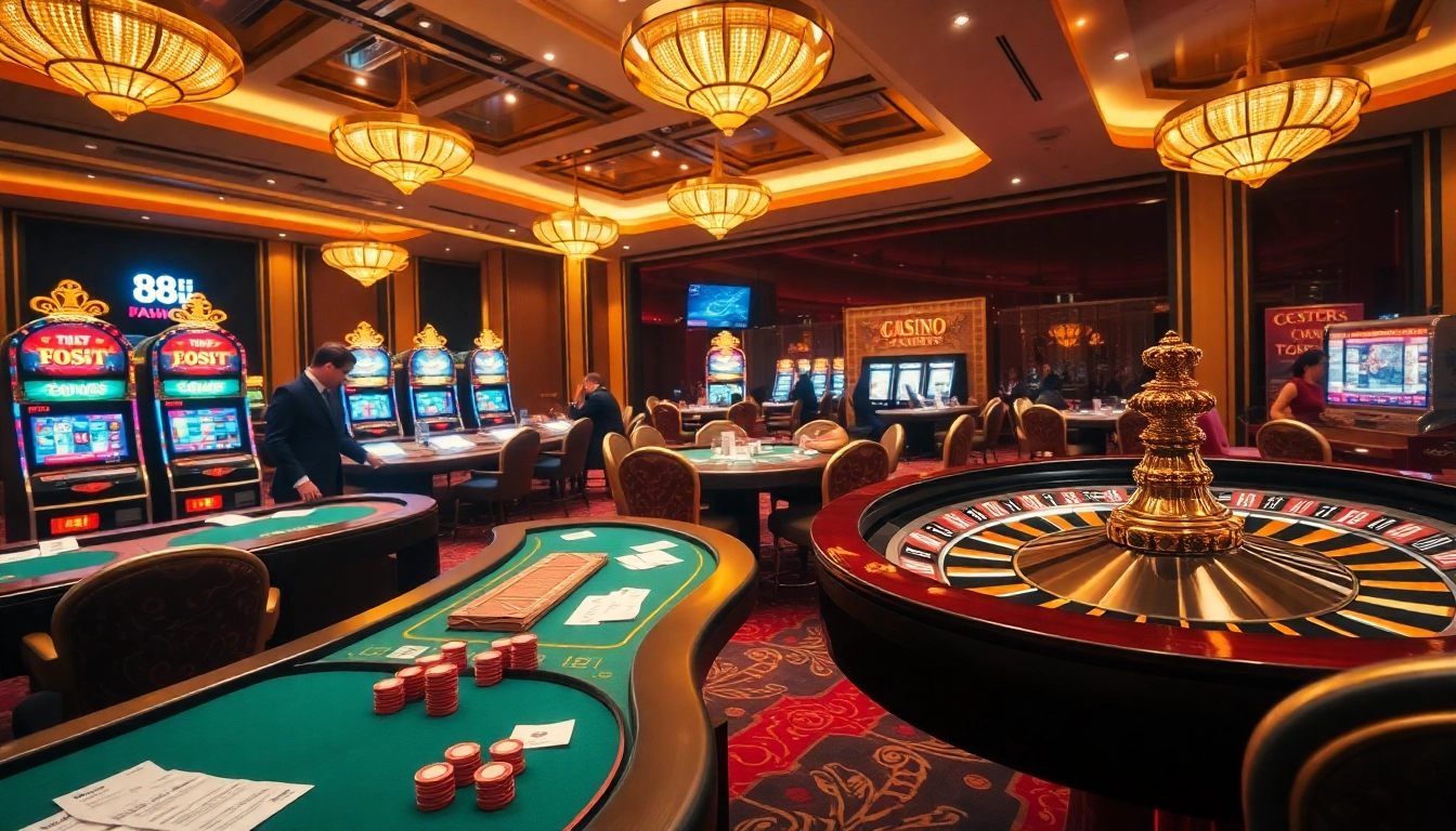 Experience the excitement of 88i with vibrant casino visuals showcasing poker and slot games.