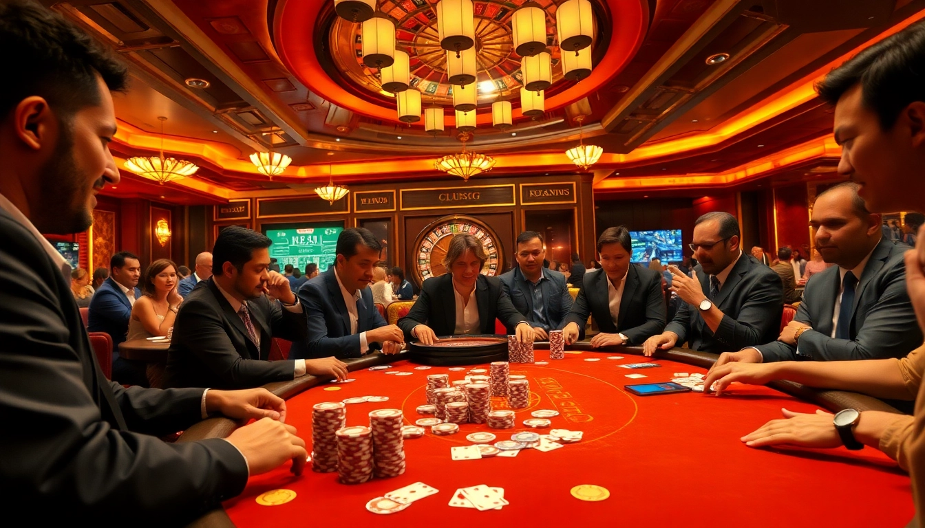 Playing intense poker at a glamorous casino table with ClubGG real money options.