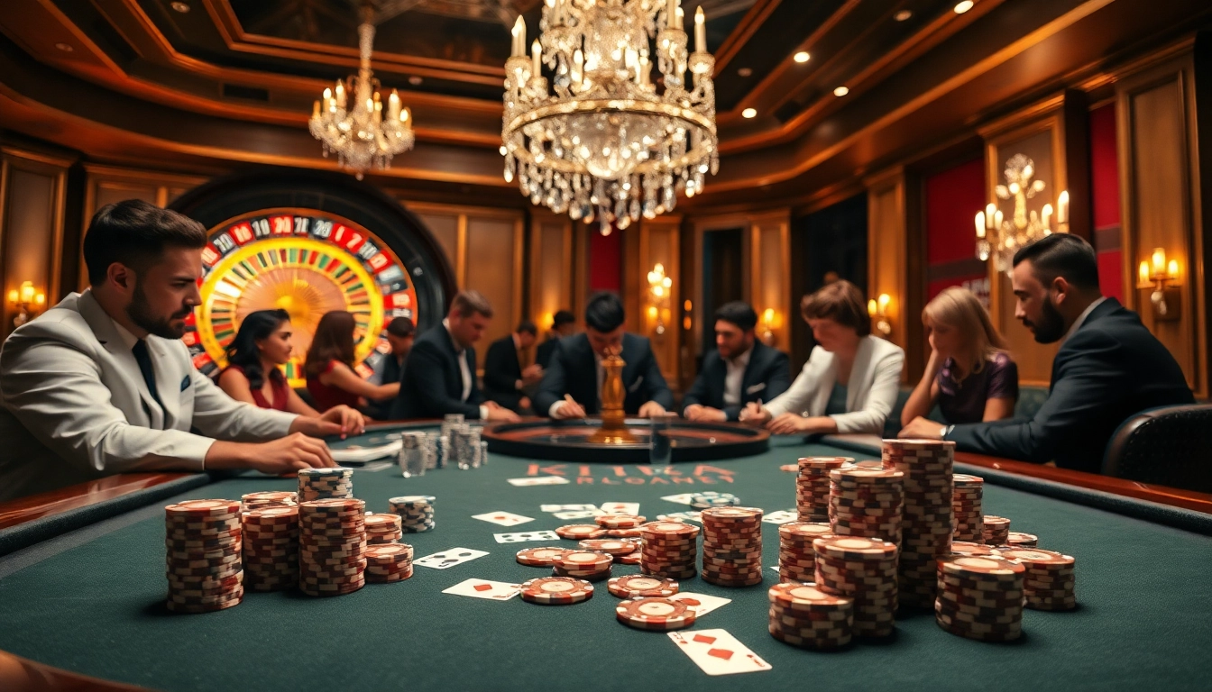 MK8 casino players strategizing bets at a luxurious gambling table with cards and chips.