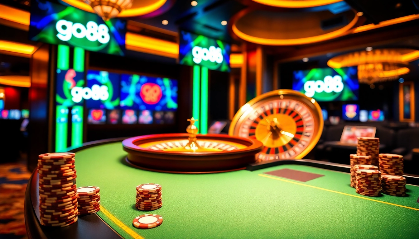 Feel the thrill of 'go 88 sco' as you immerse in an engaging casino experience with vibrant tables and chips.