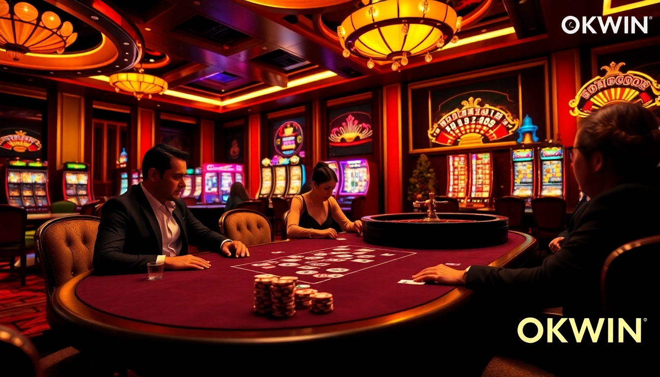 Experience high-stakes gaming at https://okwin.blog/ with vibrant casino visuals of poker and roulette.